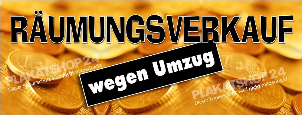 Räumungsverkauf-Banner wegen Umzug
