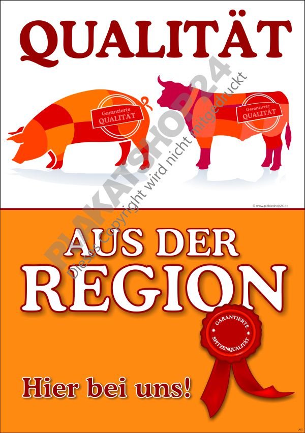 Fleischerei-Plakat für Qualitäts-Fleisch aus der Region