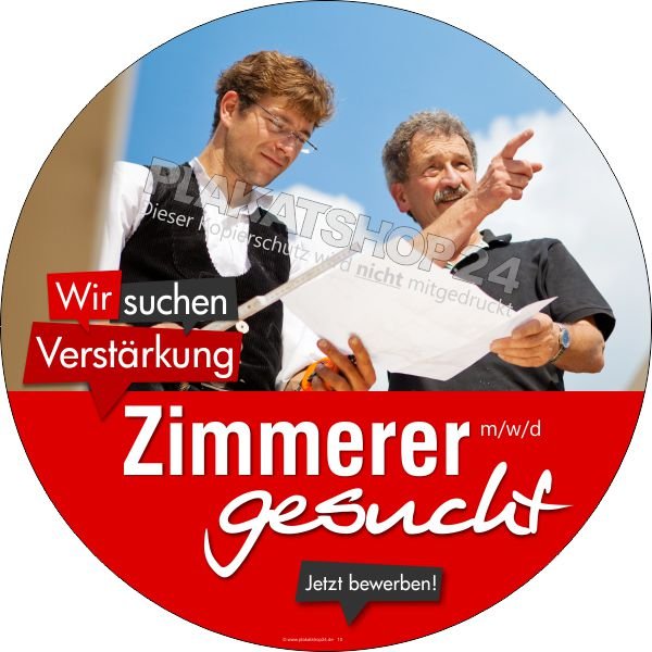 Werbefolie Zimmerer / Zimmermann gesucht
