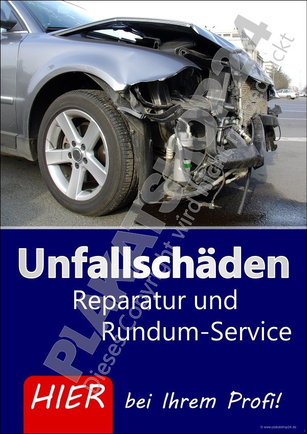 Plakat für Werbung für Unfallreparaturen