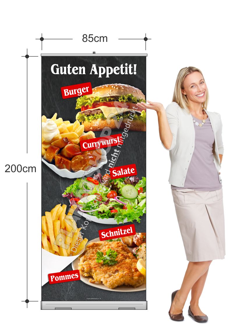 Rollupbanner für Gastronomie mit Foodfotos