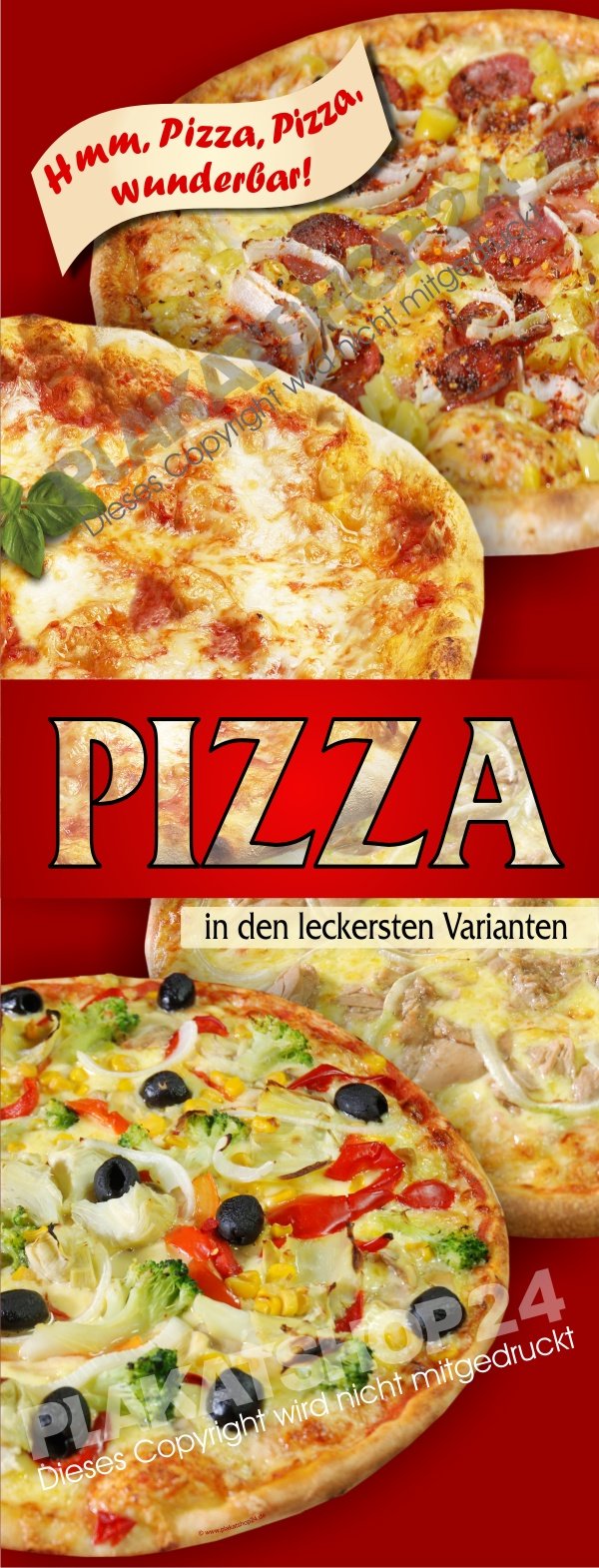 Banner für Pizza-Reklame mit Pizzafotos