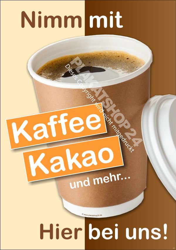 Plakat für Kaffee und Kakao zum Mitnehmen