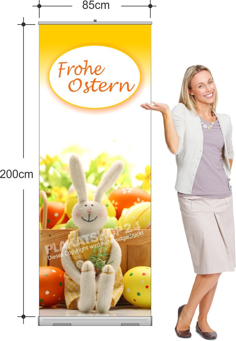 Rollup-Banner Frohe Ostern für die Osterdekoration
