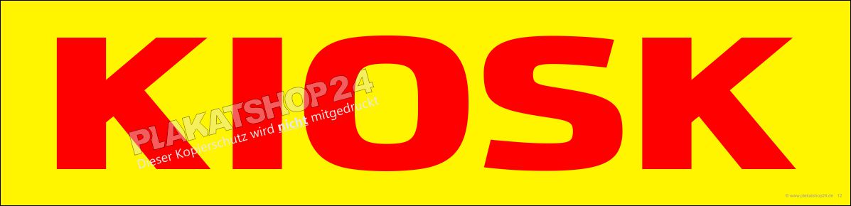 Rot-gelber KIOSK-Schriftzug aus wetterbeständiger Klebefolie
