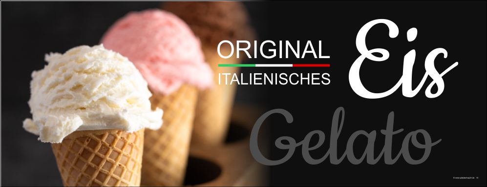 Werbeschild (PVC-Banner) für italienisches Eis