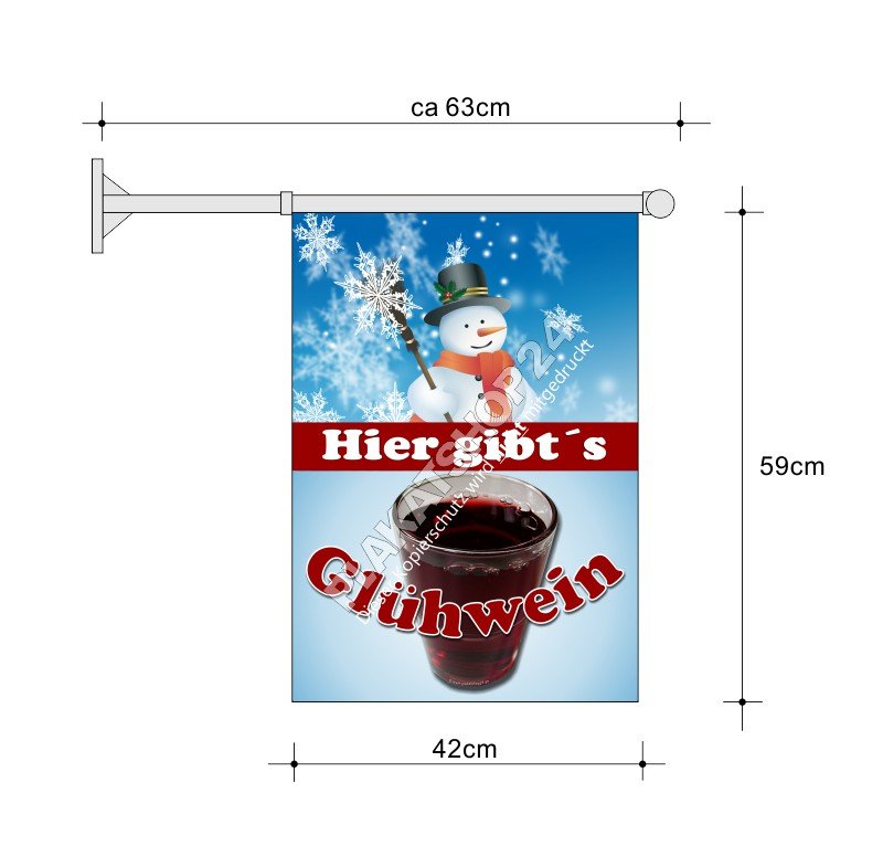 Glühwein-Werbefahne A2 für Glühwein-Reklame