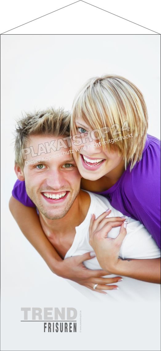 Durchscheinendes Stoffbanner für Schaufenster Friseursalon