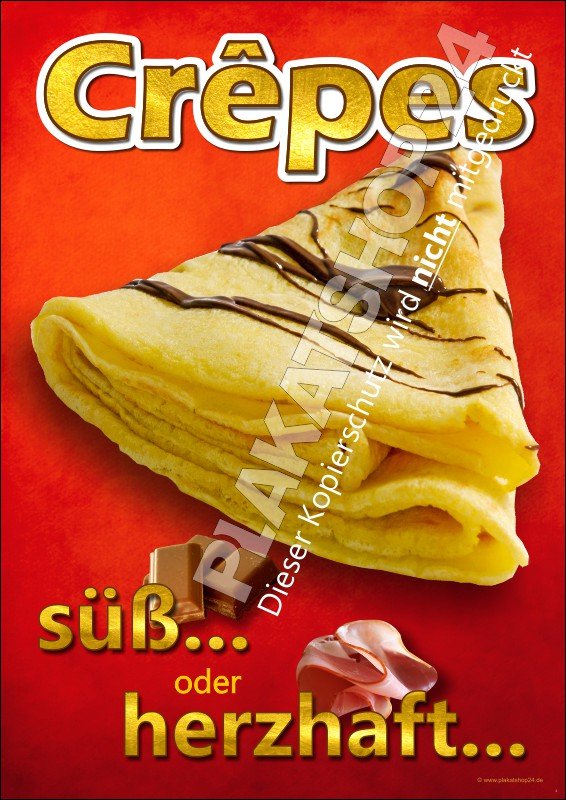 Dekoposter_Crepes Plakat frische Crepes für süße oder herzhafte Crepes