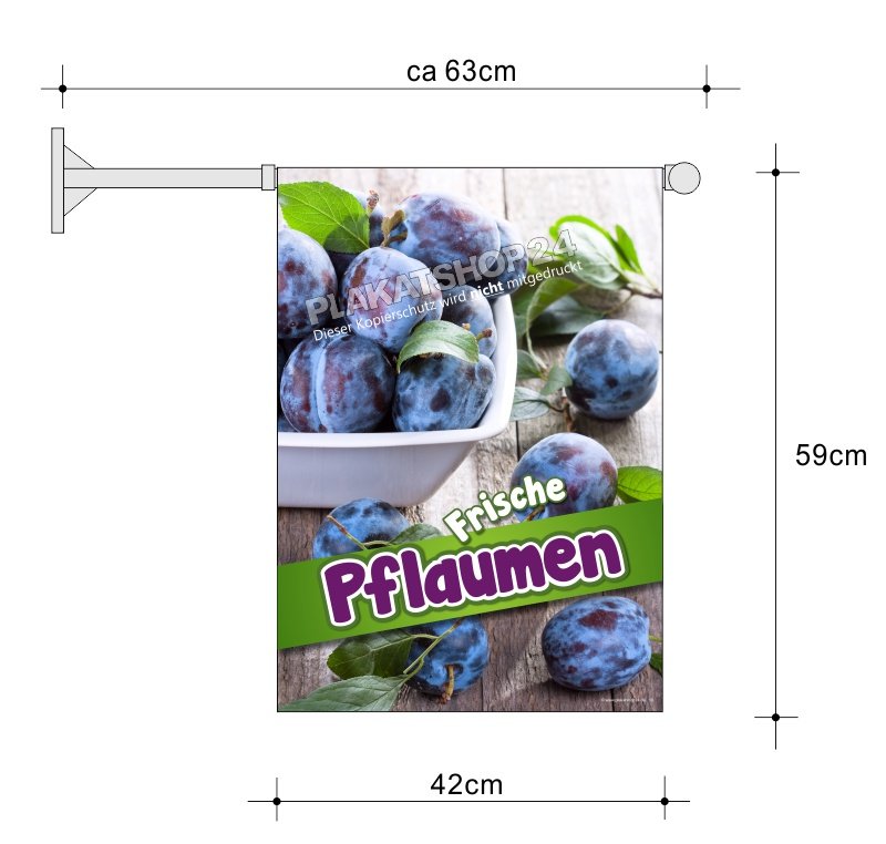 Werbefahne für Obsthändler/Hofladen Pflaumen