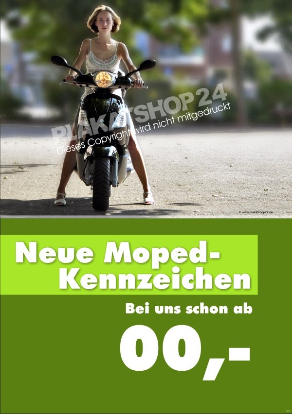 Werbeposter für neue Moped-Kennzeichen