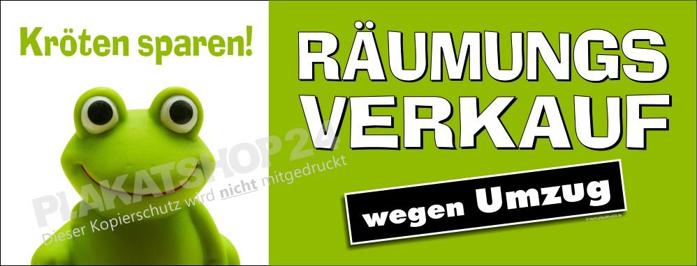 Werbebanner für Ausverkauf wegen Umzug