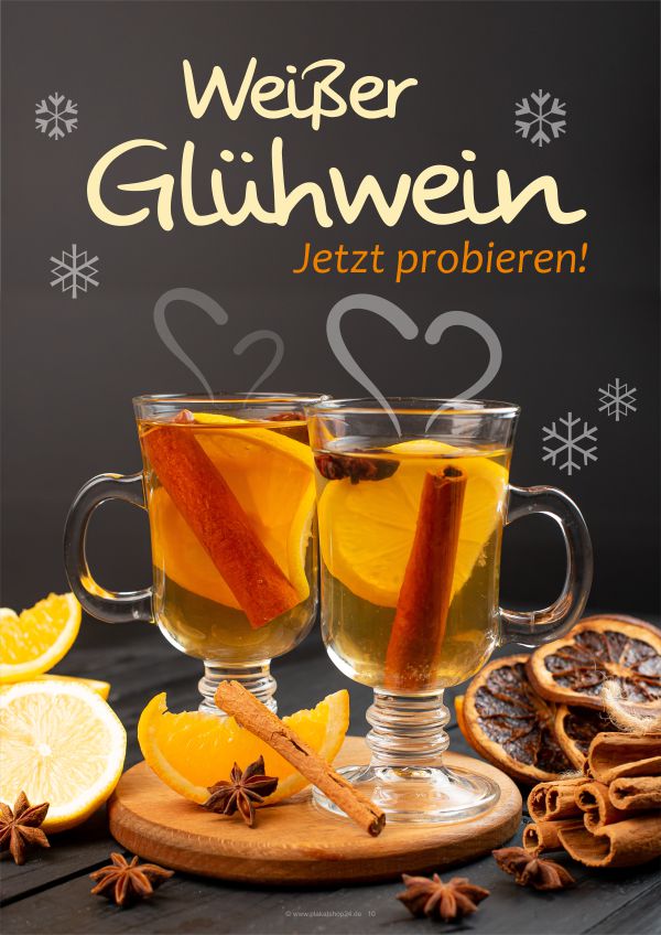 Werbeplakat weißer Glühwein Werbeplakat weißer Glühwein
