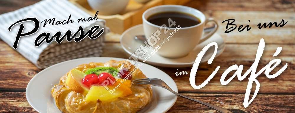 Cafébanner Kaffeepause mit Kuchen