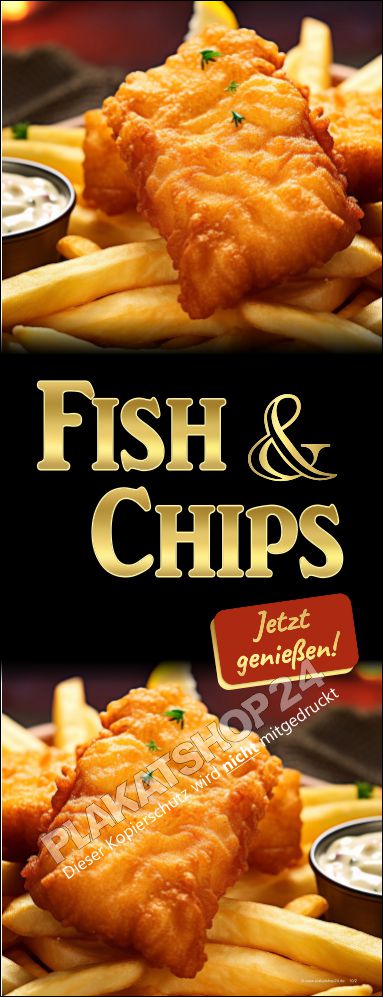 Banner mit Fish and Chips Werbung