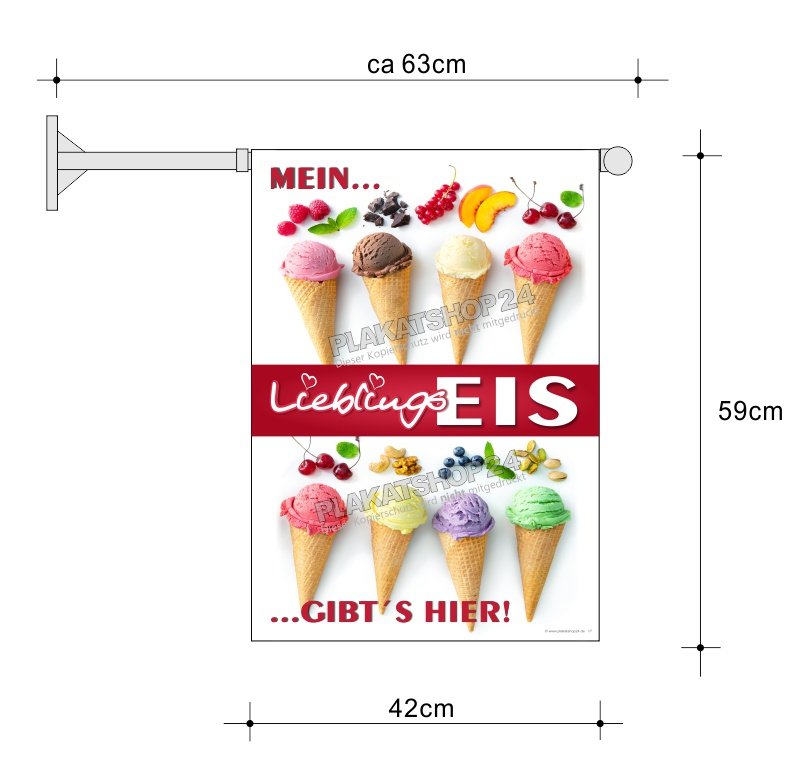 Werbefahne Kugeleis / Eishörnchen