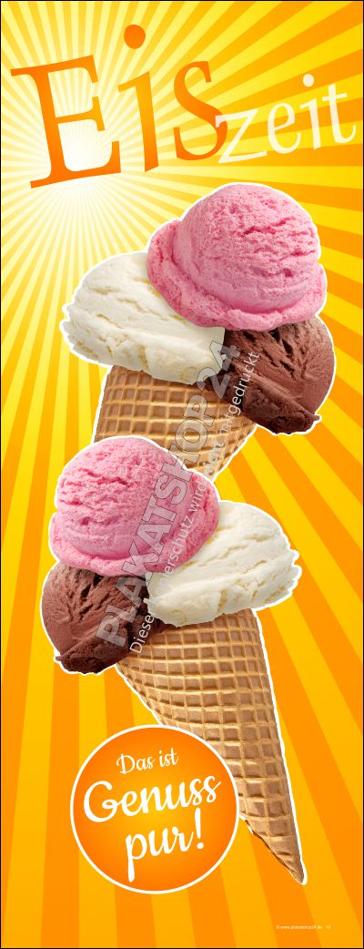 wetterfeste Werbeplane für Eiscafe-Werbung