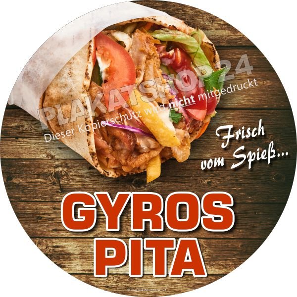 gyros-pita-aufkleber Gyros Pitaplakat für Ihren Imbiss mit Pitafoto