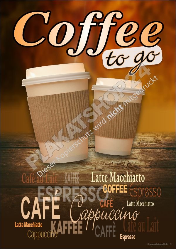 Plakat für den Verkauf von Coffee to go