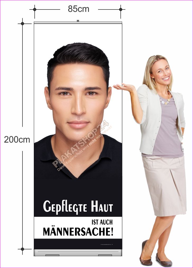 Roll-Up Banner Männerkosmetik Komplettset – Mobiles Werbebanner Herren-Hautpflege