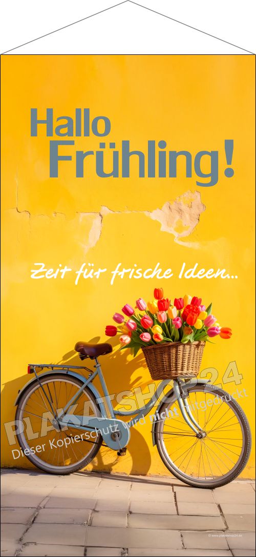 Frühlings-Ladendekoration mit Stoffbanner
