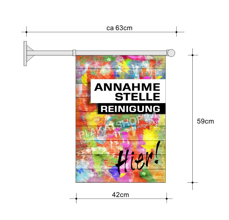 Stockfahne A2 für Annahmestelle Reinigung
