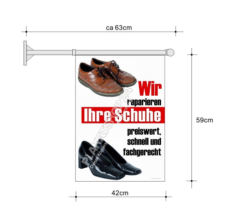 Schuhreparatur-Fahne A2 für Reklame Schuhreparatur