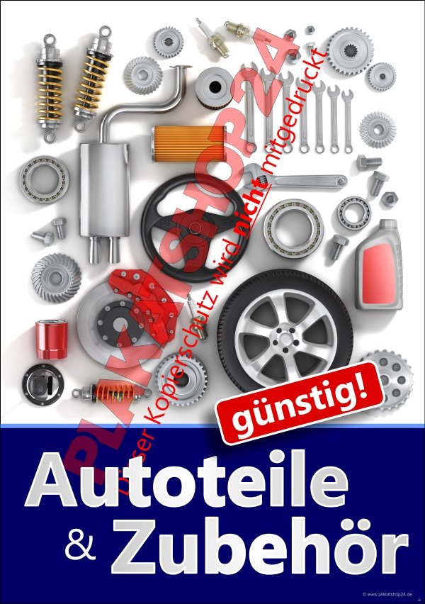 Werbeplakat für Autoteile und Autozubehör