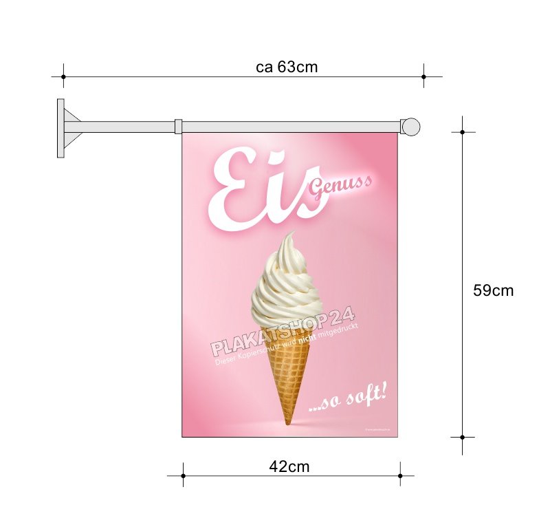 Stockfahne softer Eisgenuss mit Softeis