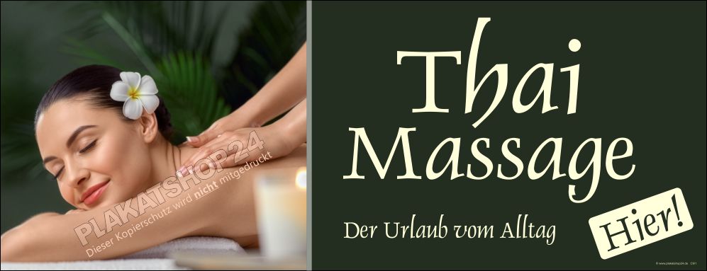 Werbebanner Thai-Massage im Querformat | Wetterfeste PVC-Plane & Klebefolie