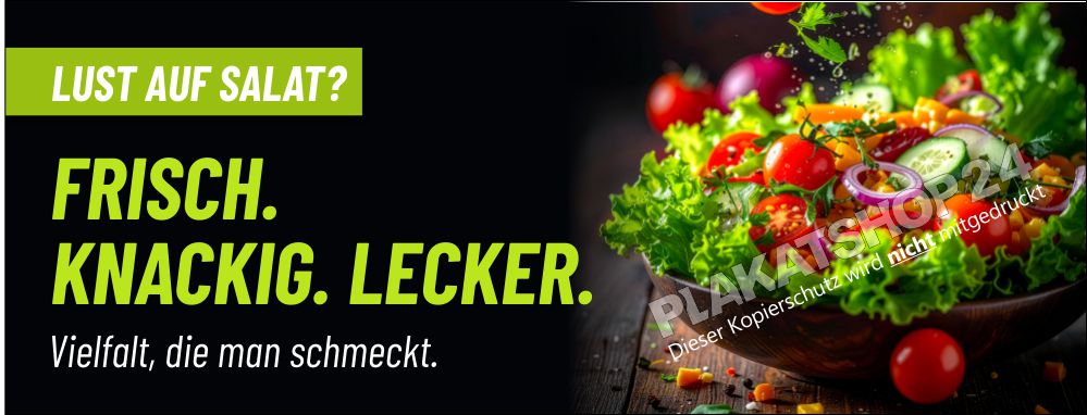 Werbebanner "Lust auf Salat?" – Gastro Werbeplane PVC mit Ösen & Klebefolie für Fassade & Zaun