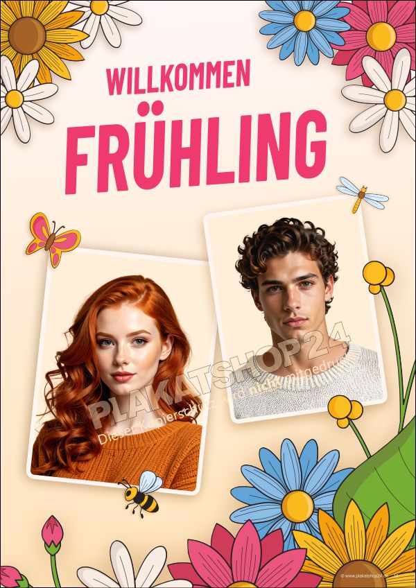 Poster Willkommen Frühling Friseurmotiv Poster Willkommen Frühling Friseurmotiv