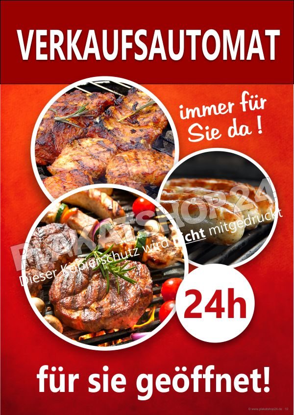 plakat-fleischautomat Werbeposter Fleisch- / Verkaufsautomat 24h