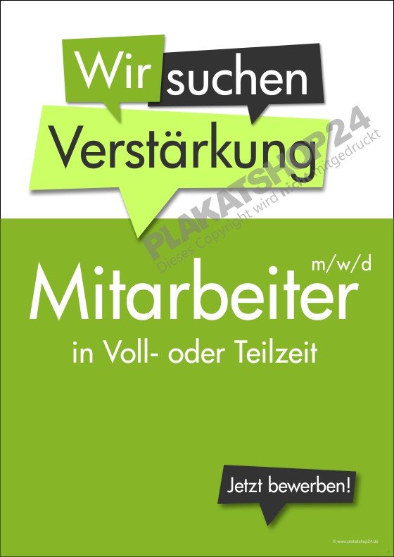 Poster Mitarbeiter in Voll- oder Teilzeit gesucht