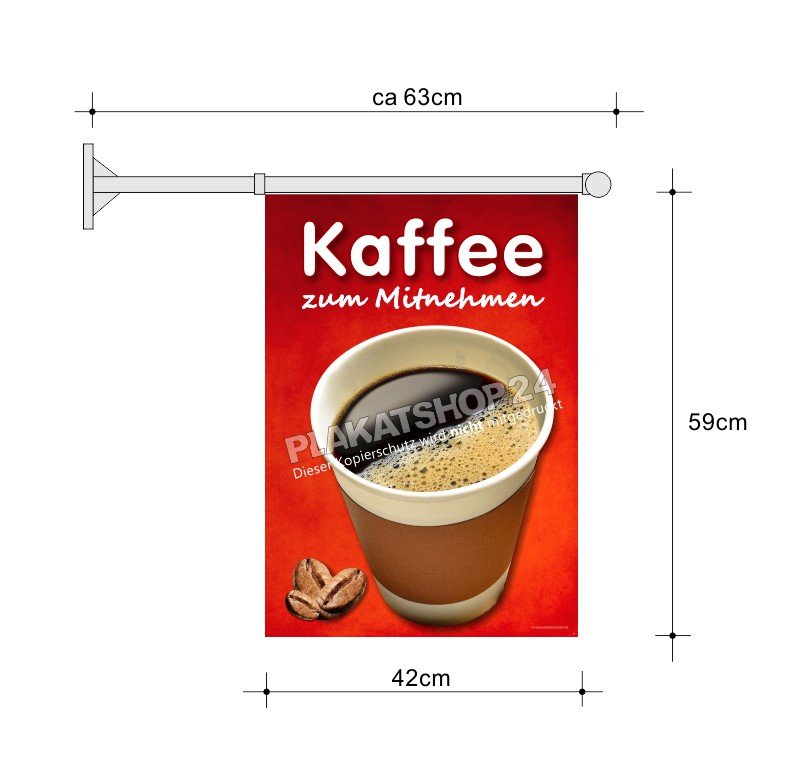 Flagge für Reklame für Kaffee zum Mitnehmen