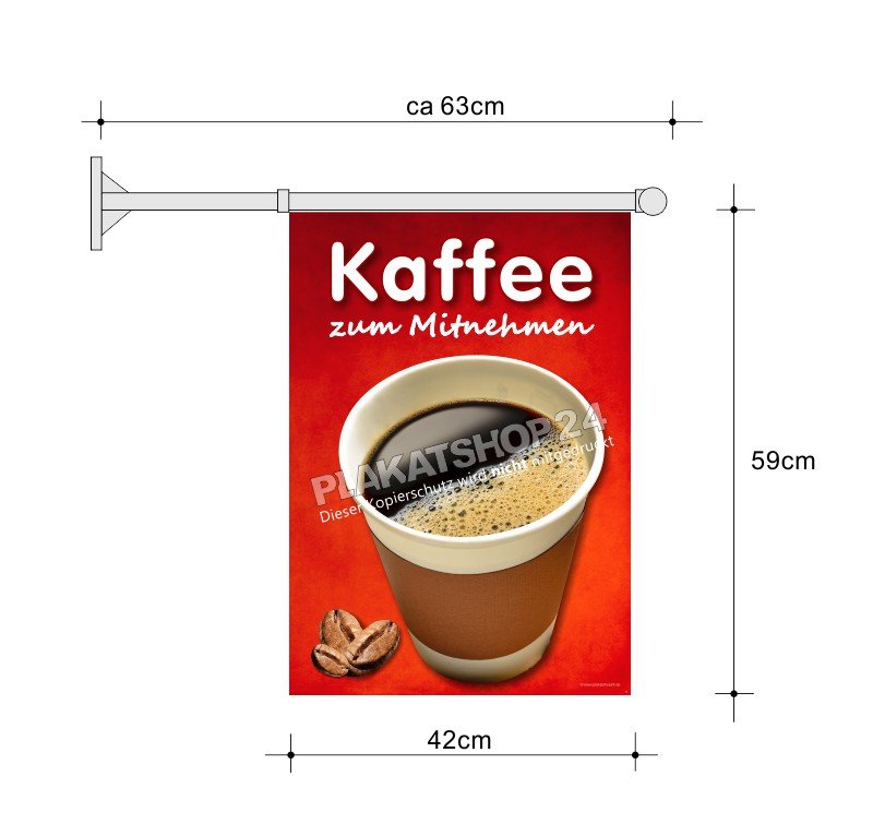 Stockfahne_Kaffee_zum_Mitnehmen Flagge für Reklame für Kaffee zum Mitnehmen