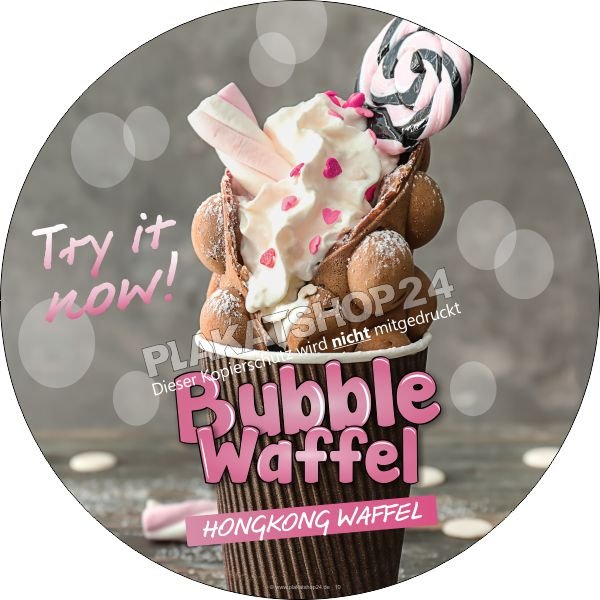 Aufkleber Werbung Bubble Waffel / Hongkong Waffel