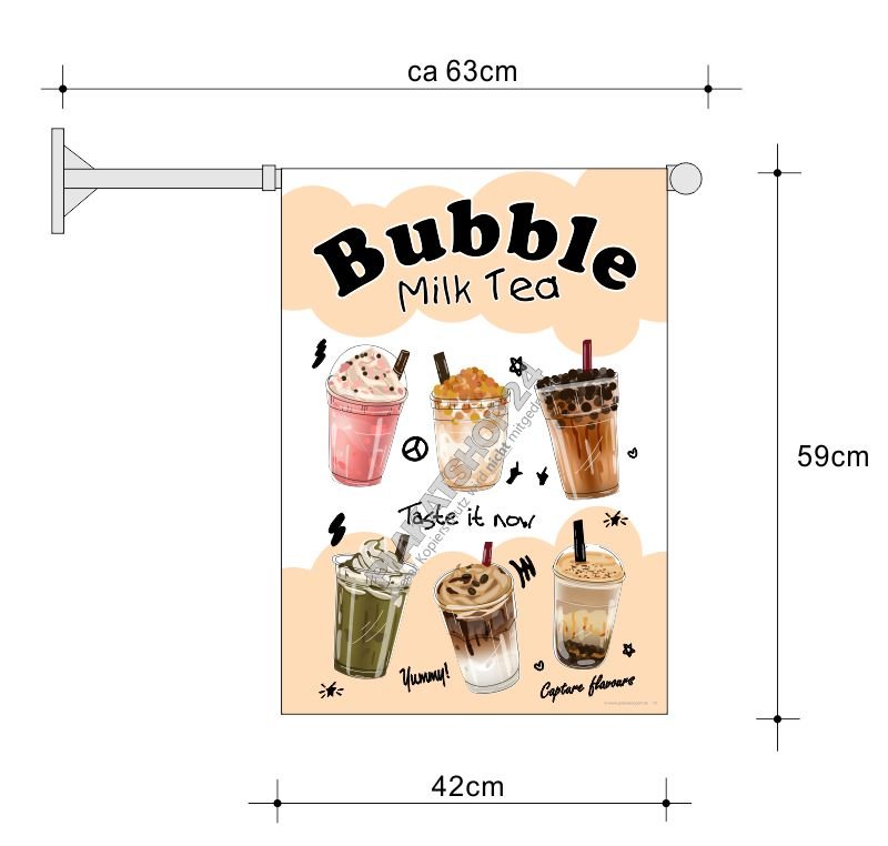 stockfahne-bubble-tea Werbefahne Bubble-Milk-Tea