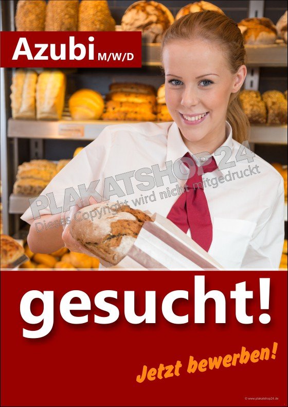 Plakat Azubi für Bäckerei / Auszubildende Verkäuferin gesucht