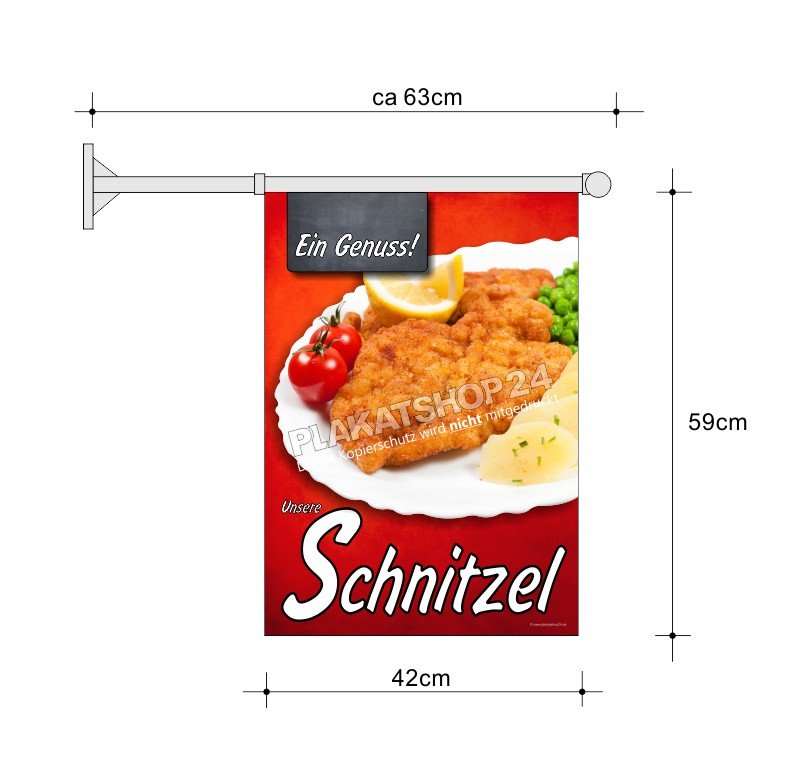 Imbissfahne A2 für Schnitzel-Werbung