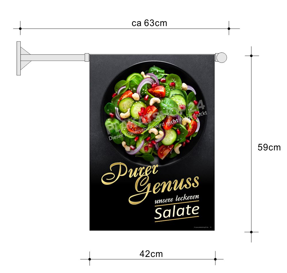 Salate Purer Genuss – Wetterfeste Werbefahne 42x59cm für Fassadenwerbung Salate Purer Genuss – Wetterfeste Werbefahne 42x59cm für Fassadenwerbung