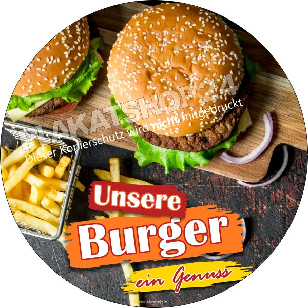 Klebefolie mit Hamburger-Motiv für Aussenwerbung Imbissbetrieb