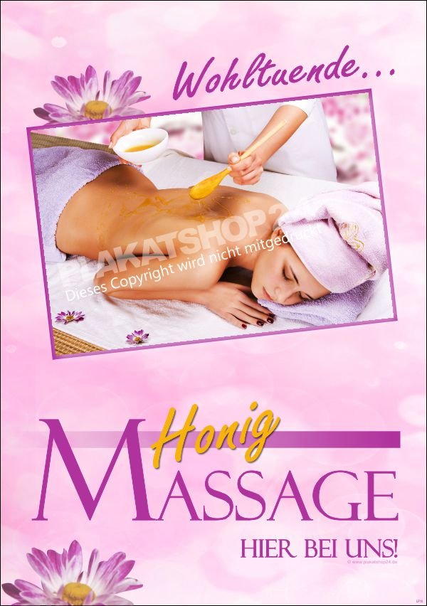 Werbeplakat für Honig-Massage