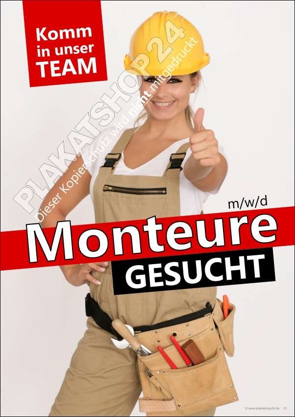Werbeplakat Monteure gesucht