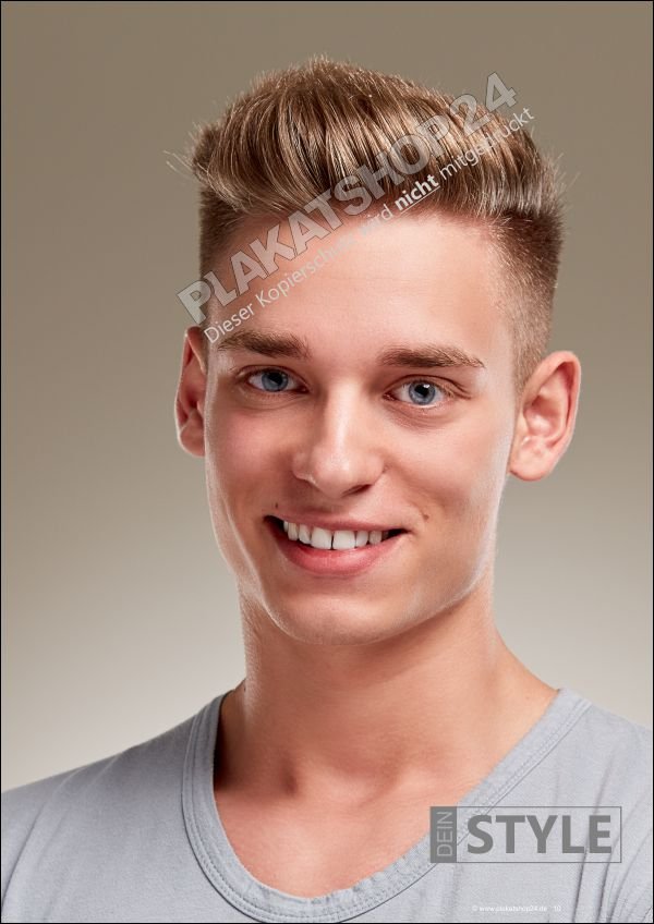 Werbeplakat jugendliche Frisur Mann