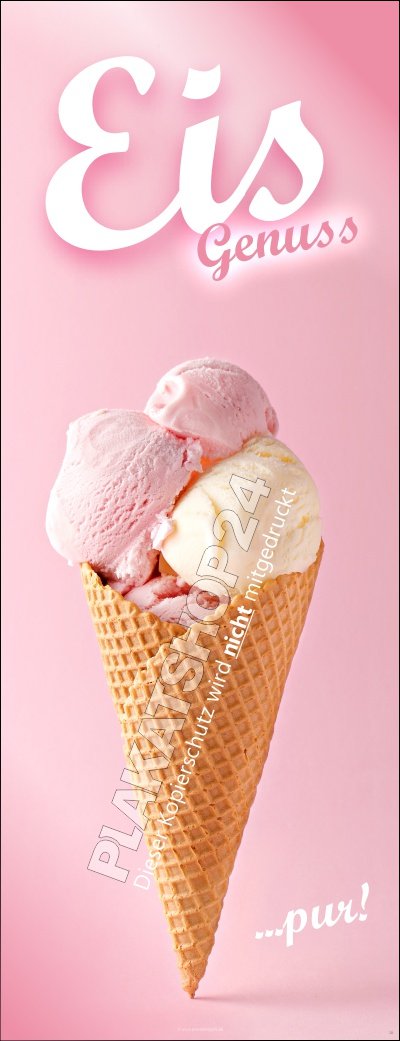 Eisbanner_pastellfarben Eisbanner Erdbeer-/Vanilleeis im Hörnchen