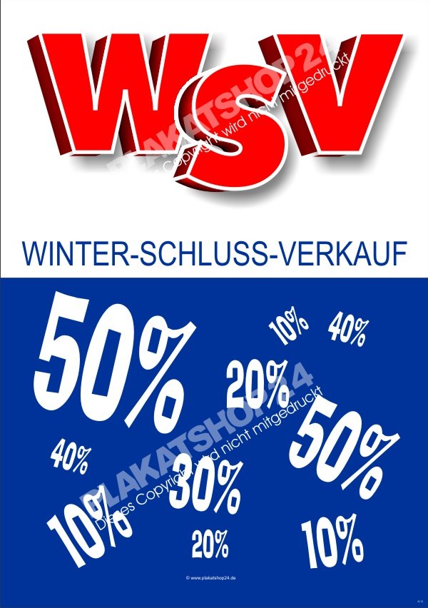 WSV-Plakat für Winter-Schluss-Verkaufs-Werbung