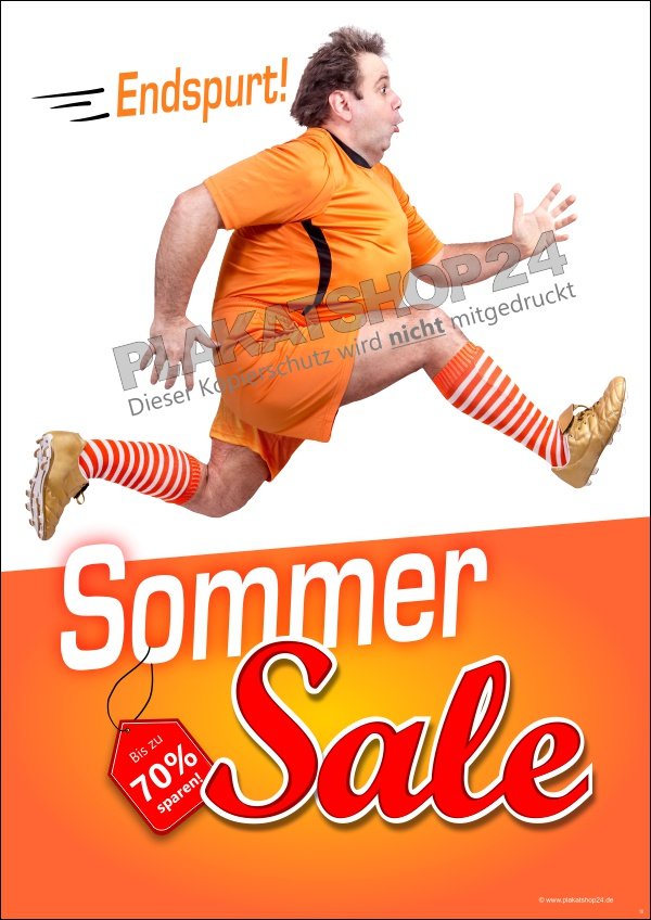 Endspurt Sommersaleplakat für Schaufensterfront und Gehsteigaufsteller