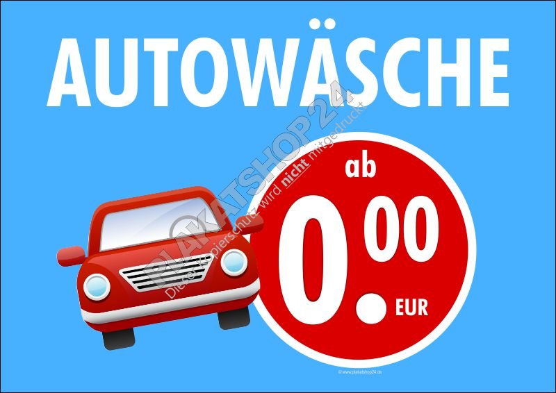 Tankstellen-Plakat im Querformat für Autowäsche im Angebot