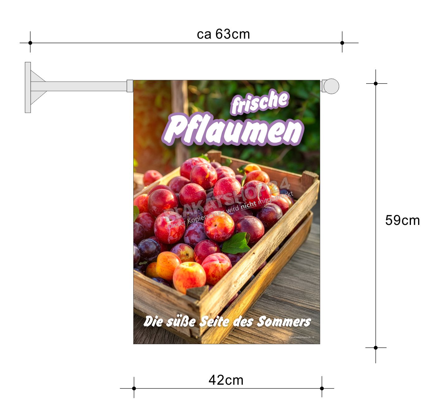 Stockfahne frische Pflaumen zu verkaufen